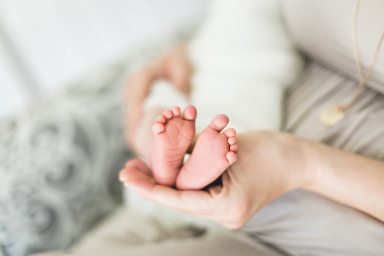 Newborn Session at home in Northern VA baby feet close up