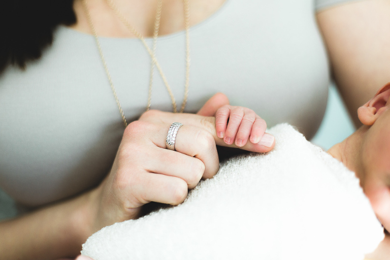 Newborn Session at home in Northern VA baby hands close up