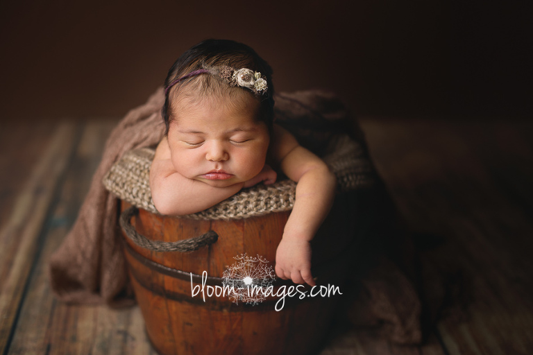 Baby in a bucket photo by northern VA newborn photographer