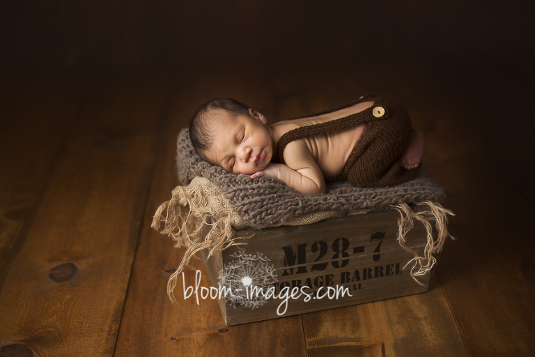 Arlington Northern VA Newborn Photographer Baby on Crate