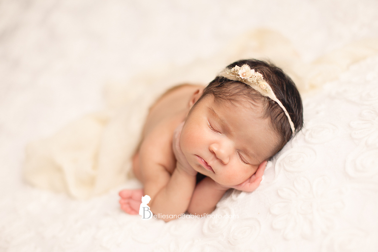 Newborn Photographer Ashburn Northern VA in studio newborn pictures baby on white