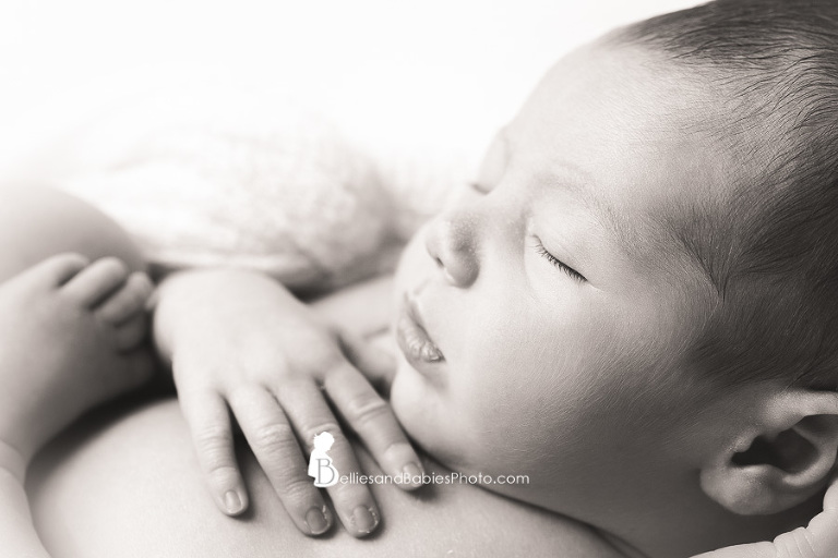 Newborn baby pictures in Northern VA baby face macro image