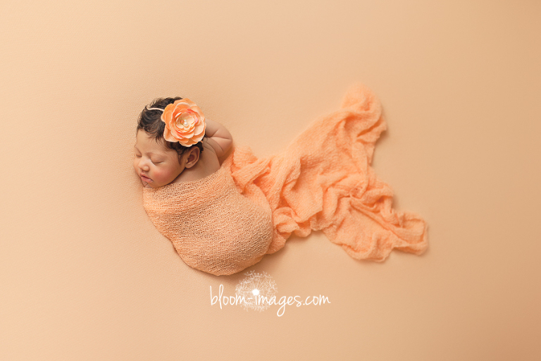 Newborn Photography Northern VA Baby Posed in Peach colors