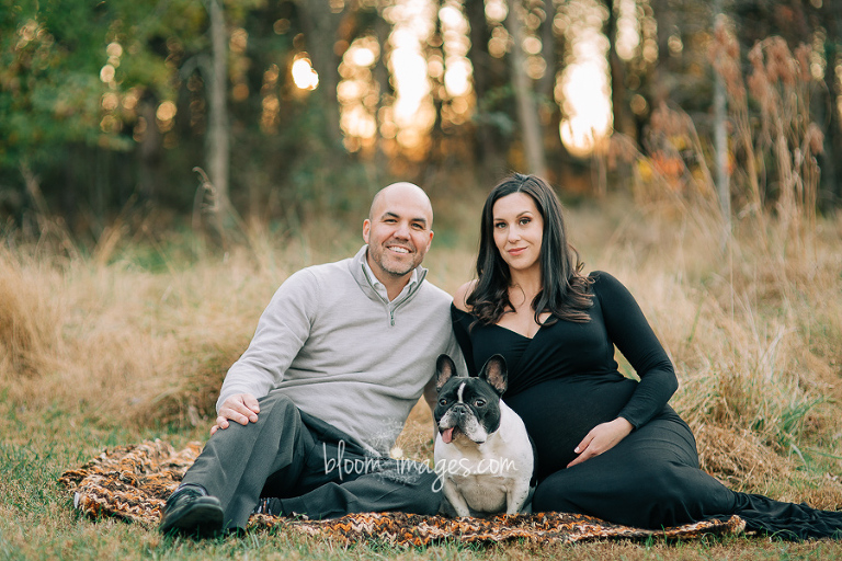 Pregnancy photos in Northern Virginia couple with dog